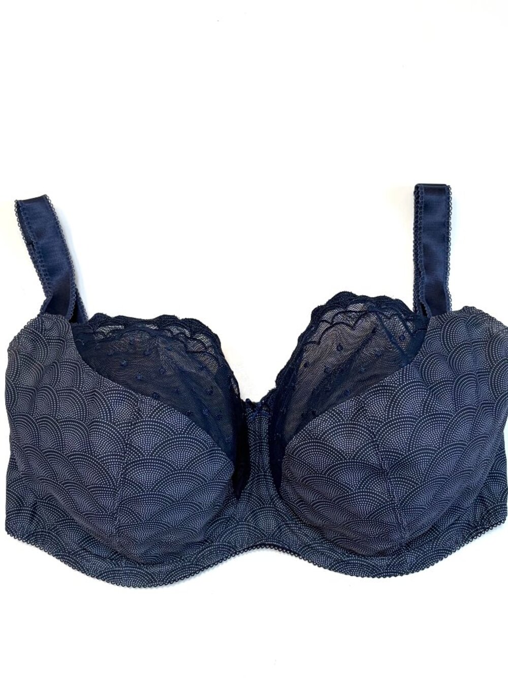 Bravissimo Lola Bra, Navy & White art deco print, 34M US/34J UK, barely worn